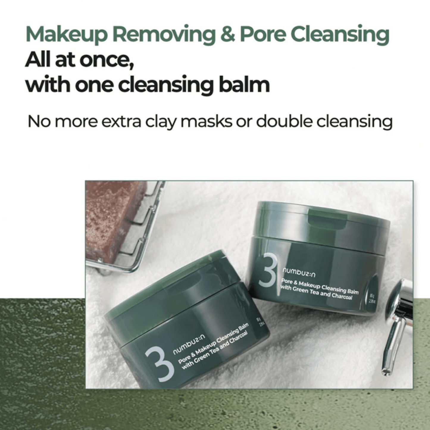 NUMBUZIN Cleansing balm NUMBUZIN No.3 Pore & Makeup Cleansing Balm with Green Tea and Charcoal 85g