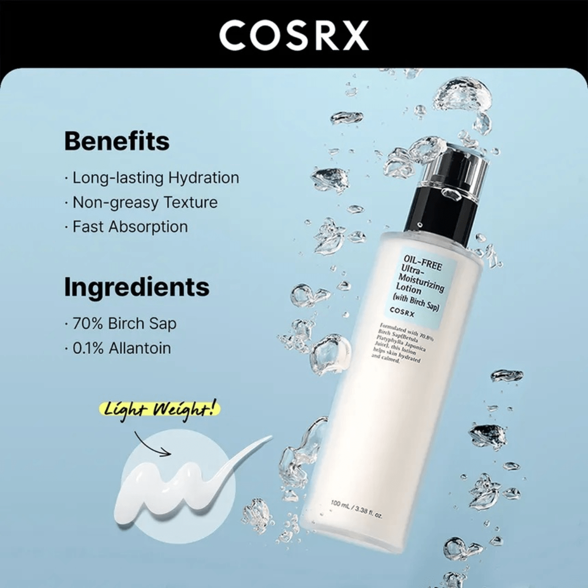 COSRX Lotion 100ml COSRX Oil Free Ultra Moisturizing Lotion with Birch Sap