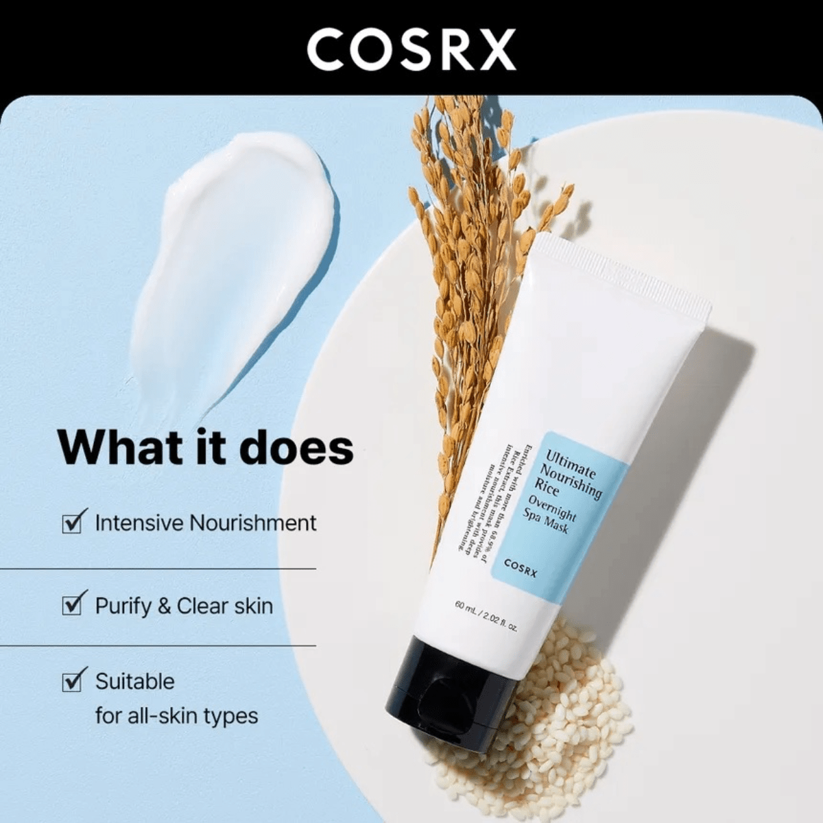 COSRX Sleeping Mask 60ml COSRX Ultimate Nourishing Rice Overnight Spa Mask