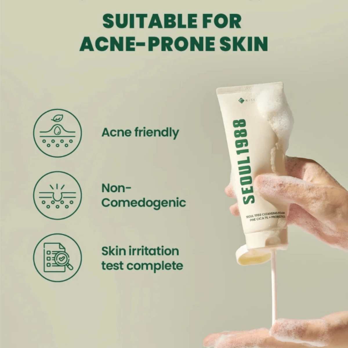 KSECRET Cleansing Foam 150ml KSECRET SEOUL 1988 Cleansing Foam : Pine Cica 1% + Probiotics