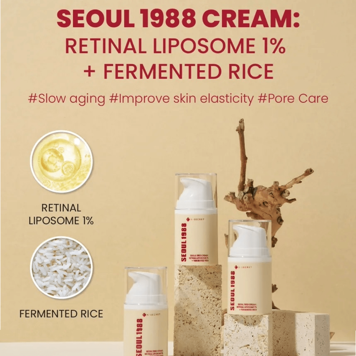 KSECRET Cream 50ml KSECRET SEOUL 1988 Cream : Retinal Liposome 1% + Fermented Rice