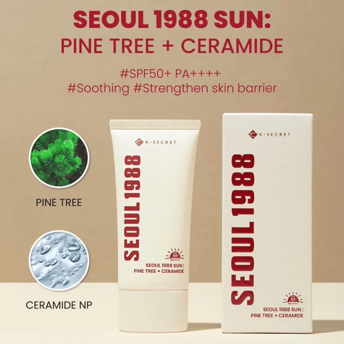 KSECRET Sunscreen 50ml KSECRET SEOUL 1988 Sun : Pine Tree + Ceramide SPF50+ PA++++