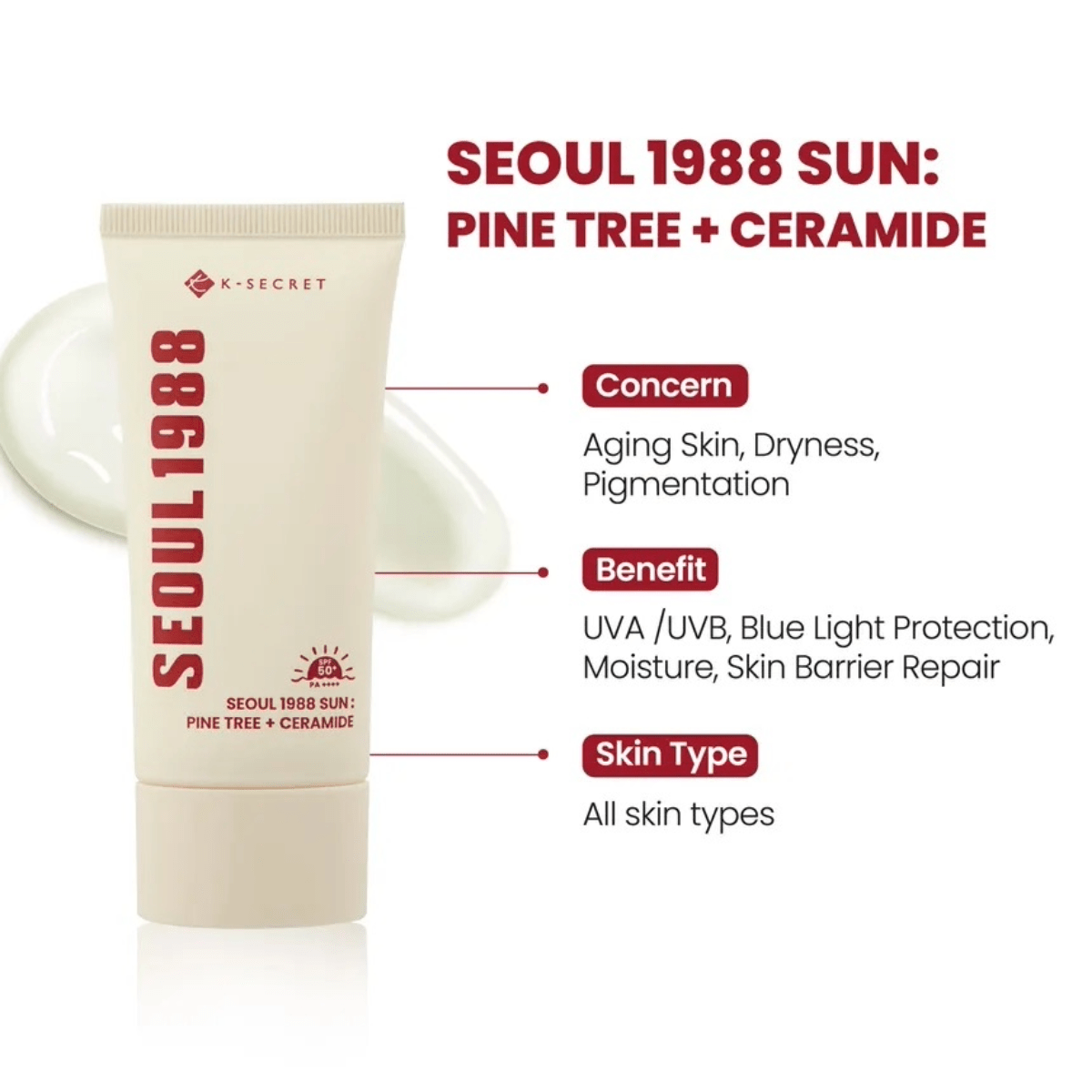 KSECRET Sunscreen 50ml KSECRET SEOUL 1988 Sun : Pine Tree + Ceramide SPF50+ PA++++
