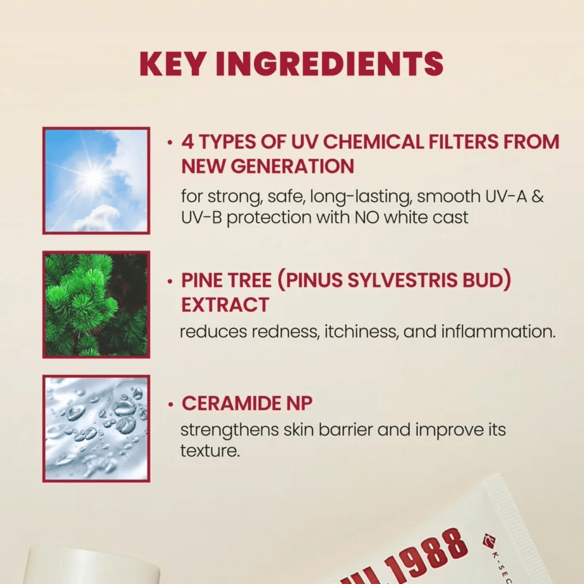 KSECRET Sunscreen 50ml KSECRET SEOUL 1988 Sun : Pine Tree + Ceramide SPF50+ PA++++