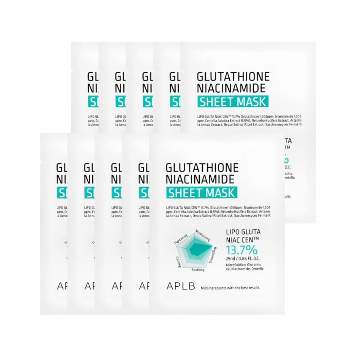 APLB Sheet Mask 10pcs (25ml x 10) APLB Glutathione Niacinamide Sheet Mask