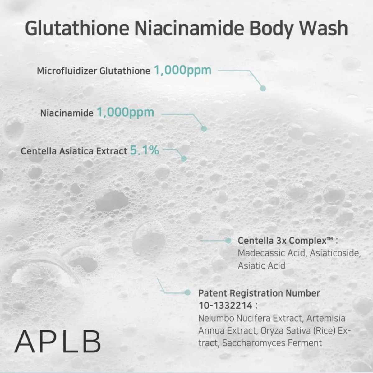 APLB Body Wash 300ml APLB Glutathione Niacinamide Body Wash