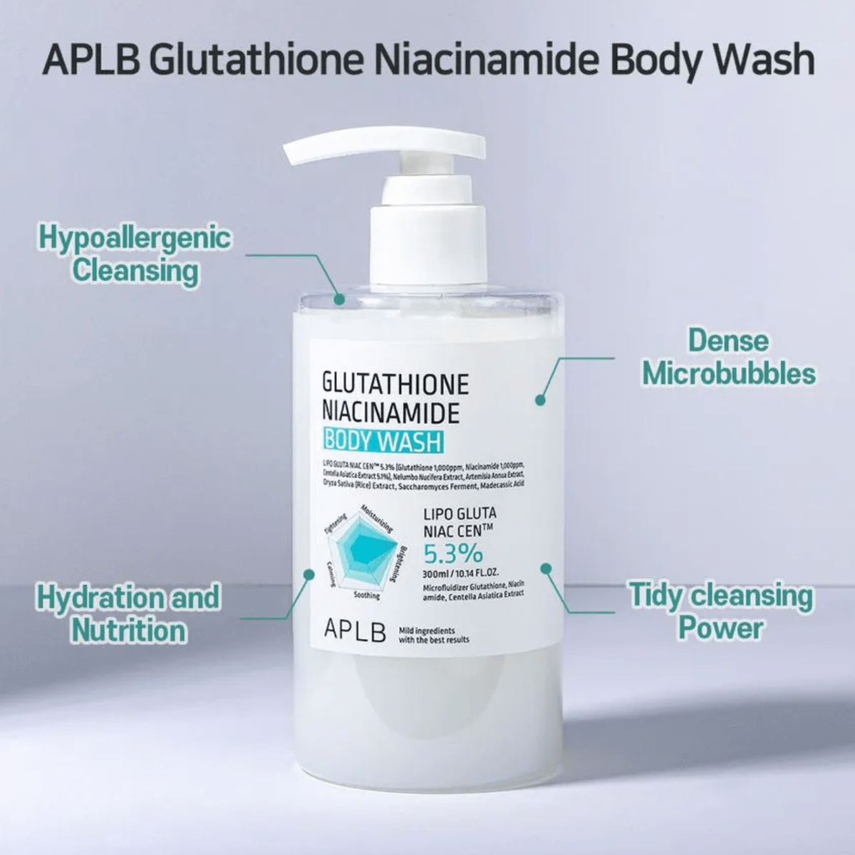 APLB Body Wash 300ml APLB Glutathione Niacinamide Body Wash