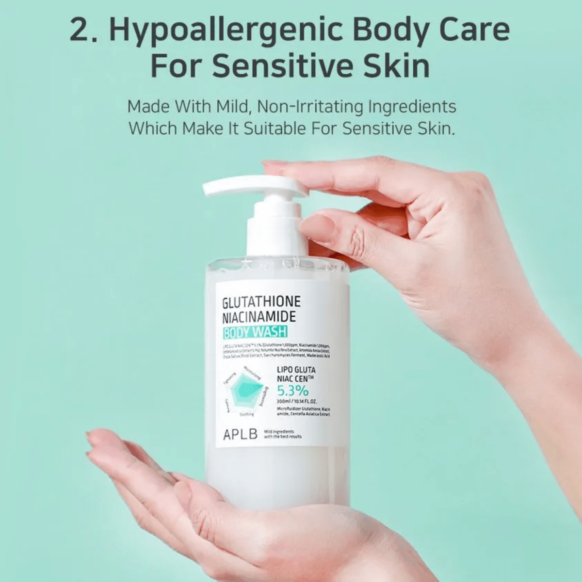 APLB Body Wash 300ml APLB Glutathione Niacinamide Body Wash