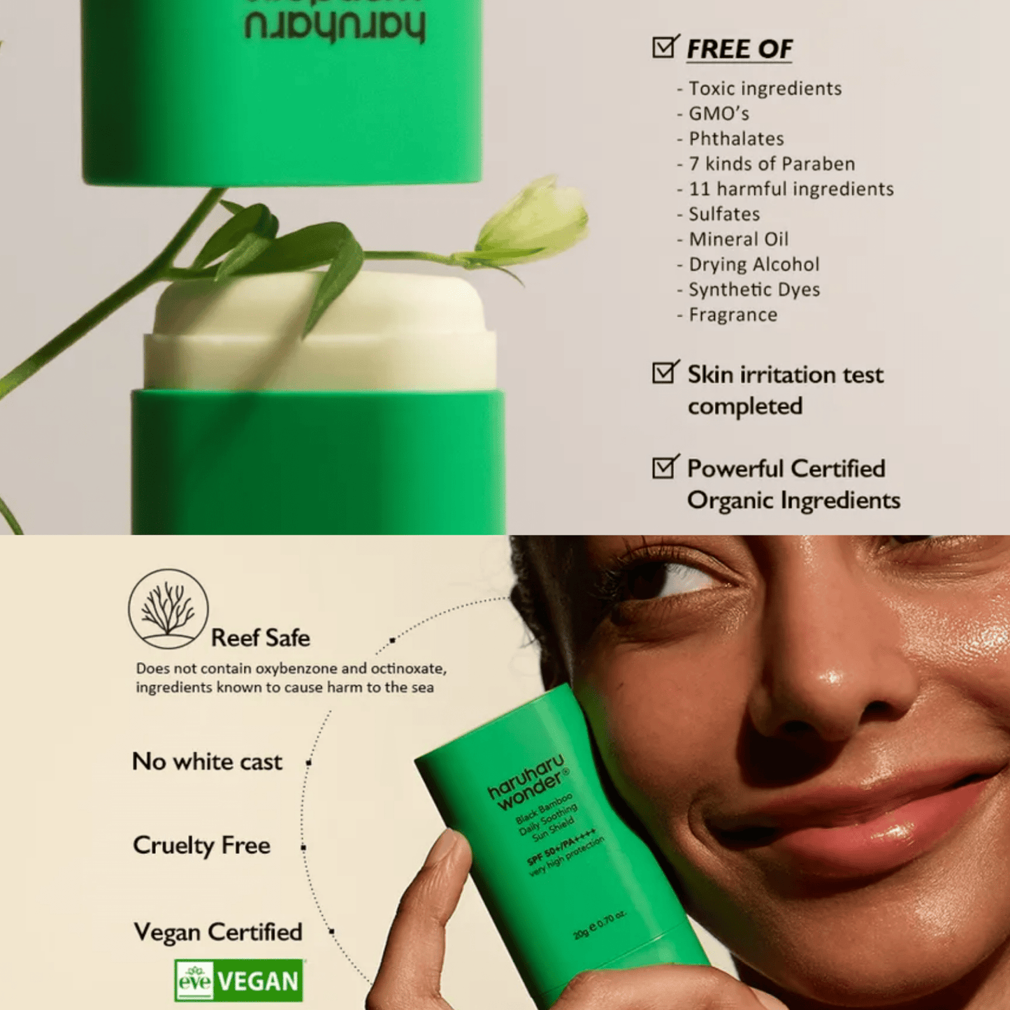 HARUHARU WONDER Sunscreen 20g HARUHARU WONDER Black Bamboo Daily Soothing Sun Shield SPF50+ PA++++