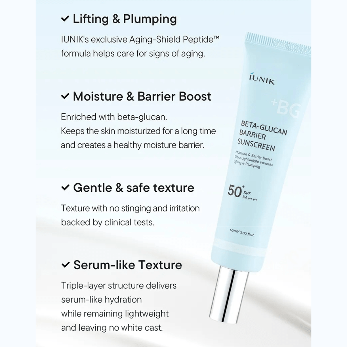 iUNIK Sunscreen 60ml iUNIK Beta-Glucan Barrier Sunscreen SPF50+ PA++++