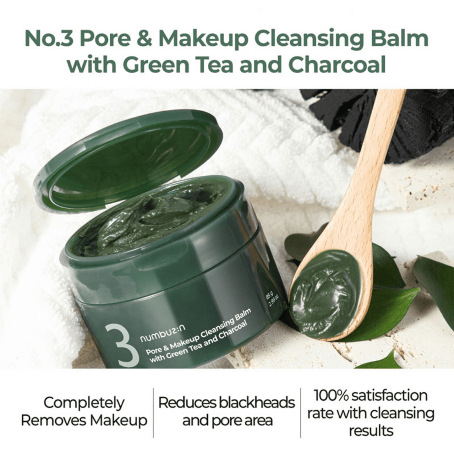 NUMBUZIN Cleansing balm NUMBUZIN No.3 Pore & Makeup Cleansing Balm with Green Tea and Charcoal 85g