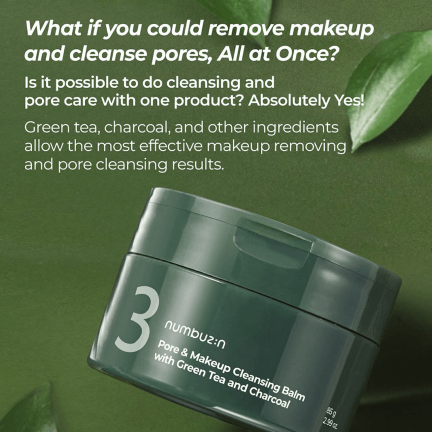 NUMBUZIN Cleansing balm NUMBUZIN No.3 Pore & Makeup Cleansing Balm with Green Tea and Charcoal 85g