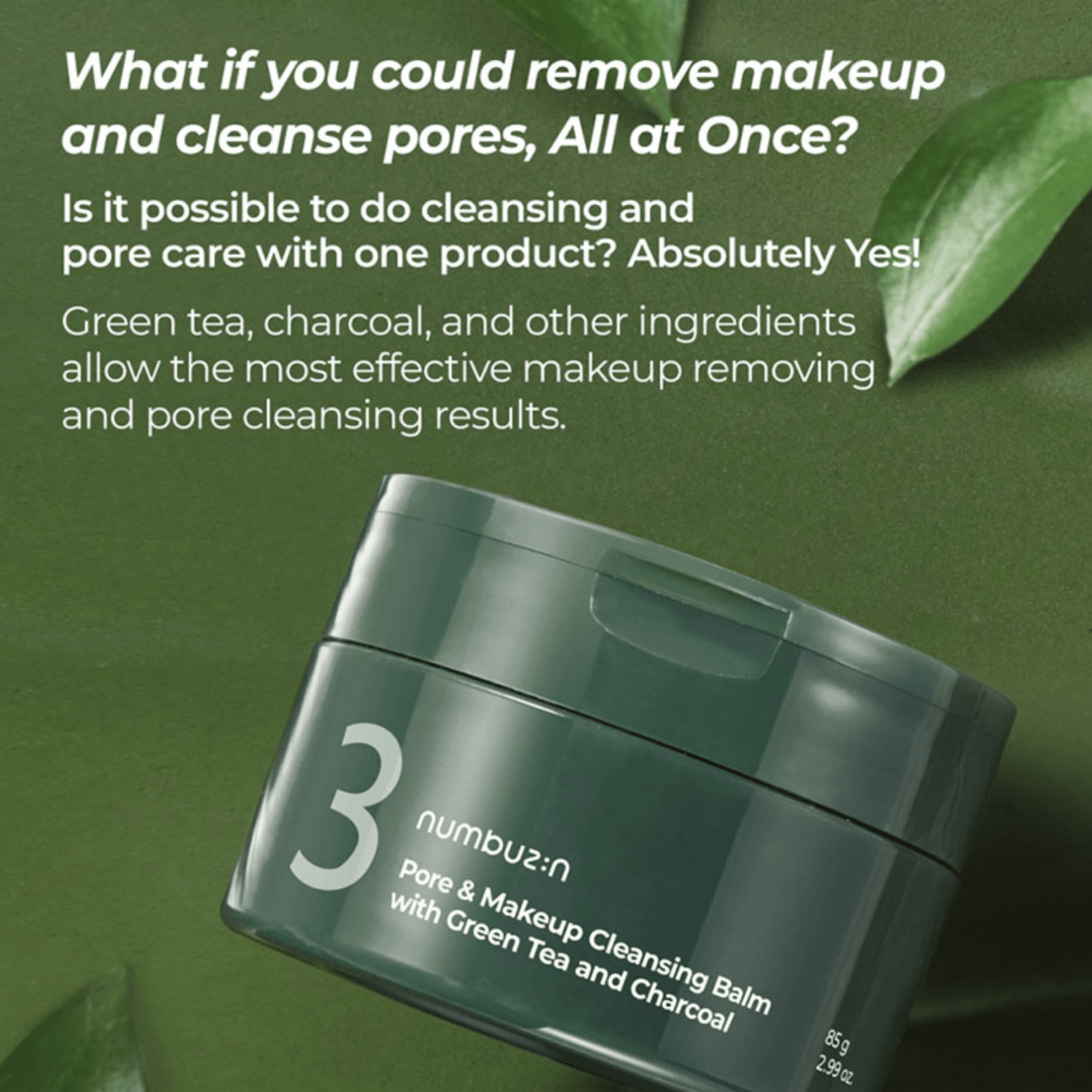 NUMBUZIN Cleansing balm NUMBUZIN No.3 Pore & Makeup Cleansing Balm with Green Tea and Charcoal 85g