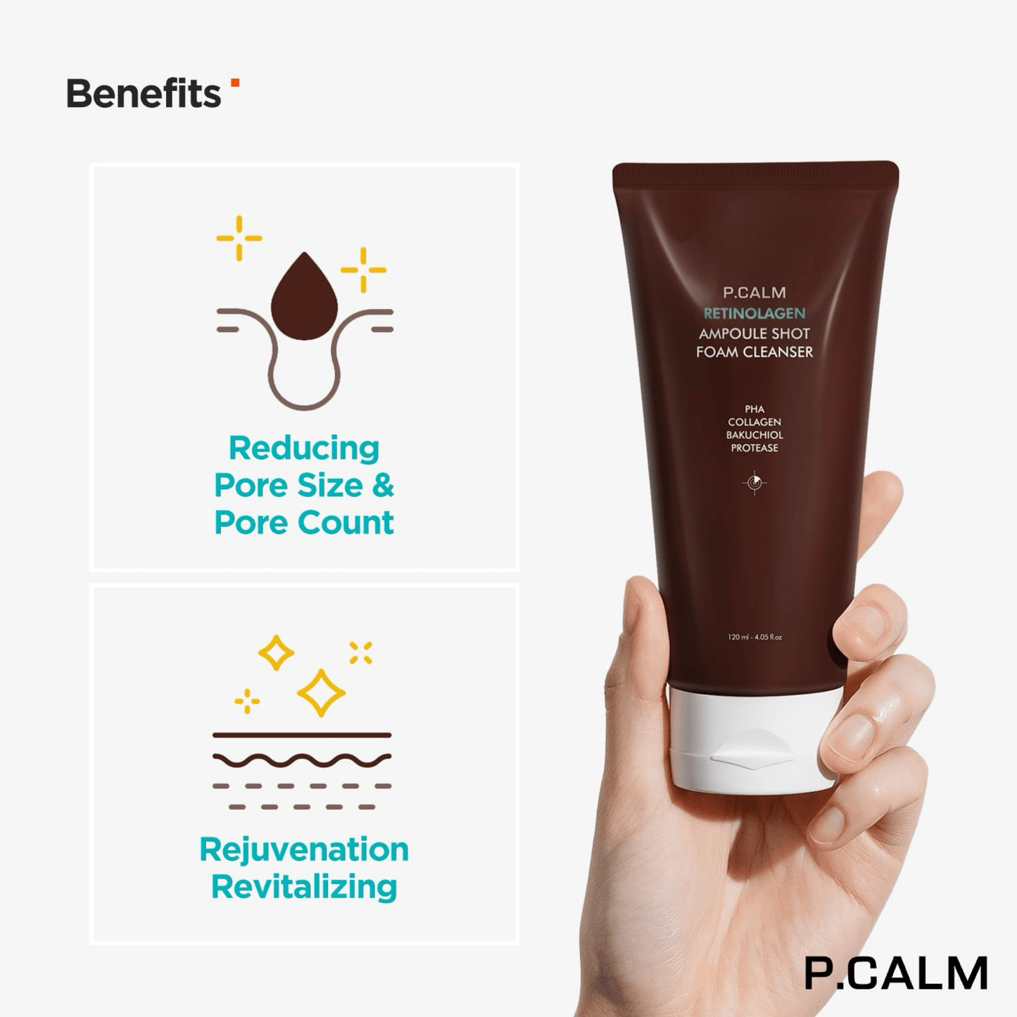 P.CALM Cleansing foam 120ml P.CALM Retinolagen Ampoule Shot Foam Cleanser