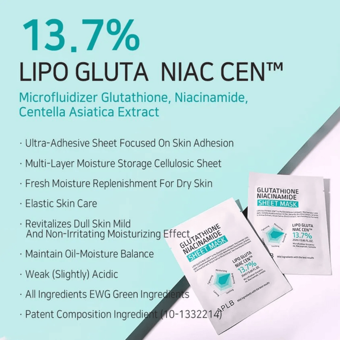 APLB Sheet Mask 1pc (25ml) APLB Glutathione Niacinamide Sheet Mask