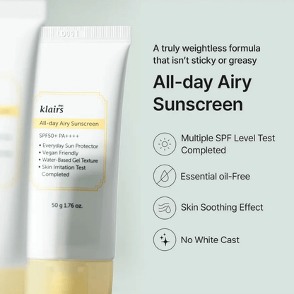 DEAR, KLAIRS Sunscreen 50ml DEAR, KLAIRS All-day Airy Sunscreen SPF50+ PA++++