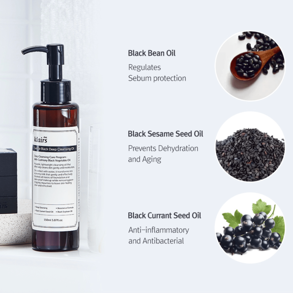 DEAR, KLAIRS Cleansing Oil 150ml DEAR, KLAIRS Gentle Black Deep Cleansing Oil