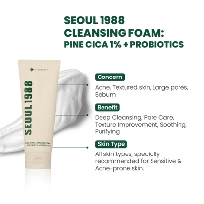 KSECRET Cleansing Foam 150ml KSECRET SEOUL 1988 Cleansing Foam : Pine Cica 1% + Probiotics