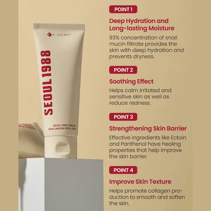 KSECRET Cream 100ml KSECRET SEOUL 1988 Cream : Snail Mucin 93% + Rice