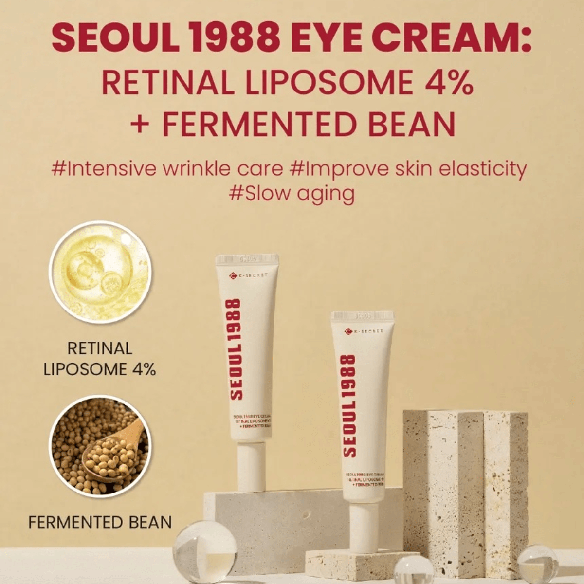 KSECRET Eye Cream 30ml KSECRET SEOUL 1988 Eye Cream : Retinal Liposome 4% + Fermented Bean