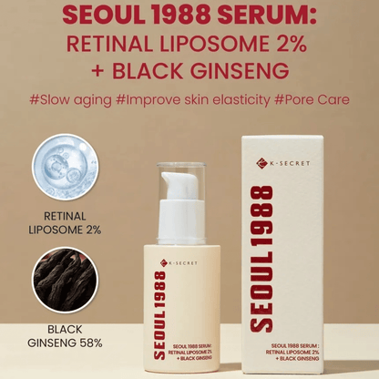 KSECRET Serum 30ml KSECRET SEOUL 1988 Serum : Retinal Liposome 2% + Black Ginseng