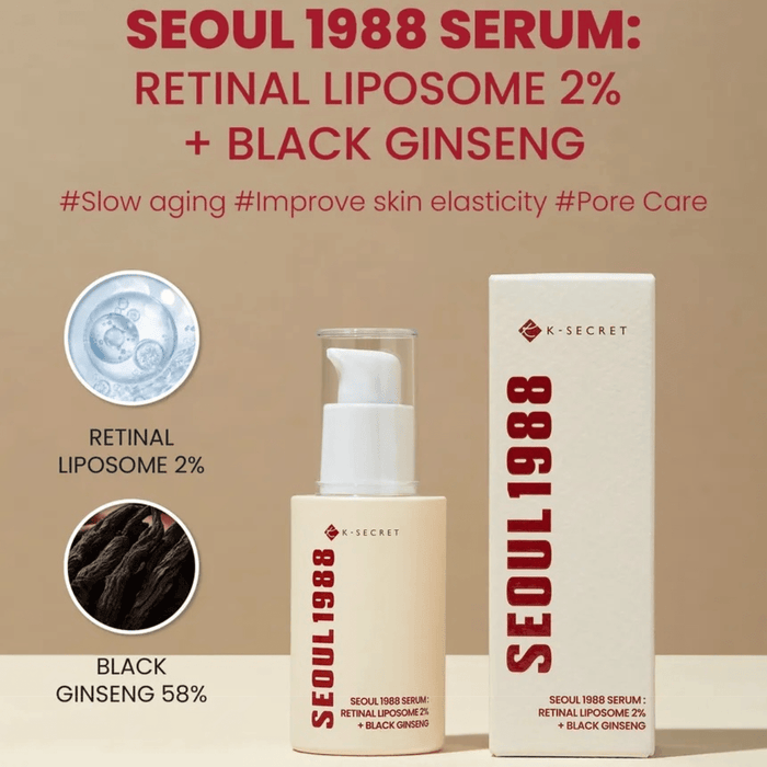 KSECRET Serum 30ml KSECRET SEOUL 1988 Serum : Retinal Liposome 2% + Black Ginseng