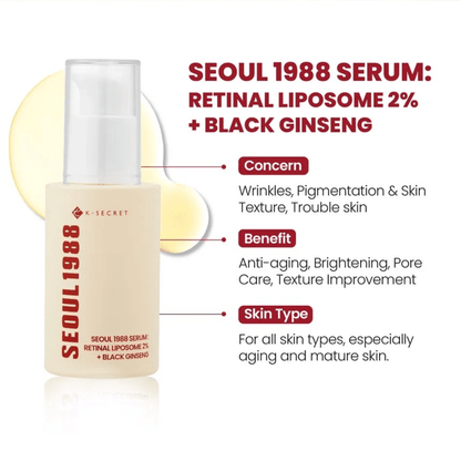 KSECRET Serum 30ml KSECRET SEOUL 1988 Serum : Retinal Liposome 2% + Black Ginseng