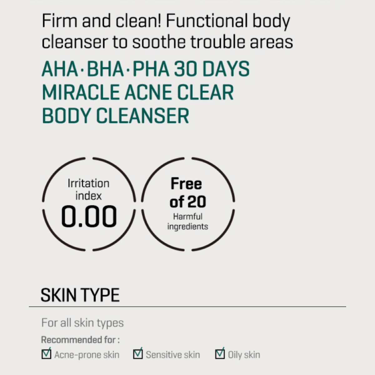 SOME BY MI Body Wash 400g SOME BY MI AHA, BHA, PHA 30 Days Miracle Acne Clear Body Cleanser