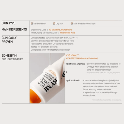 SOME BY MI Sunscreen 40ml SOME BY MI V10 Hyal Antioxidant Sunscreen SPF50 PA++++