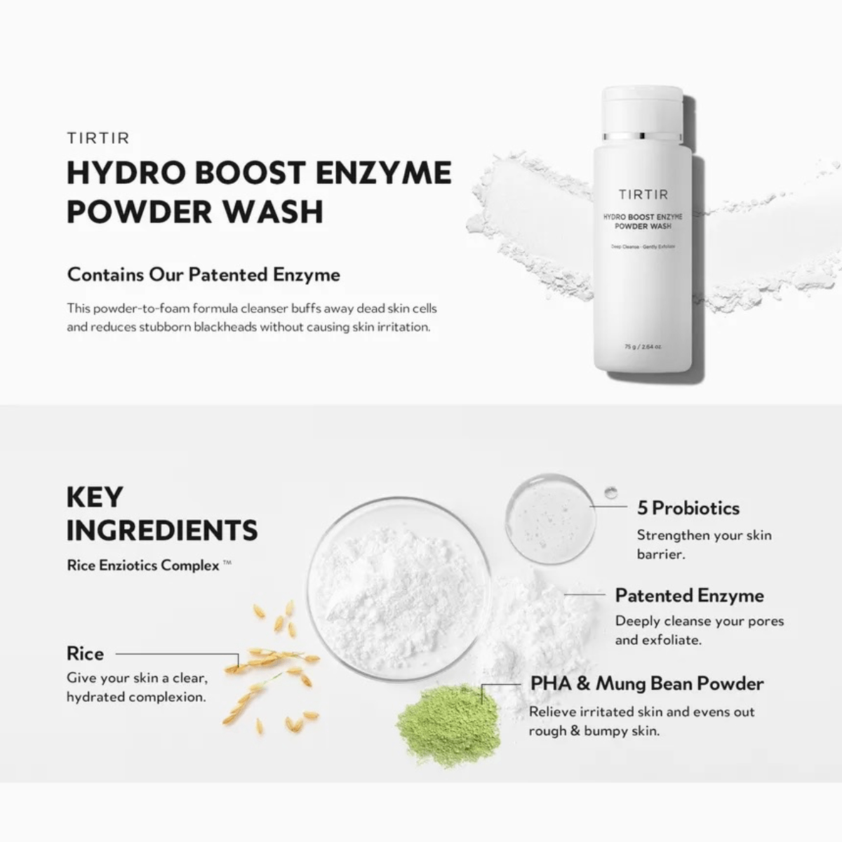 TIRTIR Powder Wash 75g TIRTIR Hydro Boost Enzyme Powder Wash