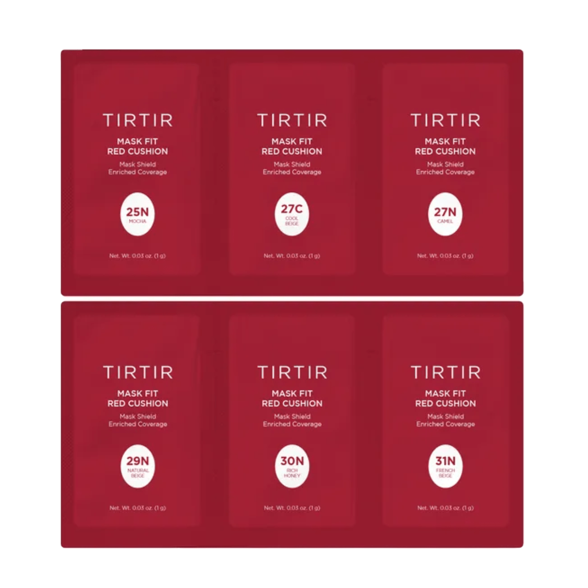 TIRTIR Cushion 6 Shade Trial Kit Medium (25N-31N) TIRTIR Mask Fit Red Cushion