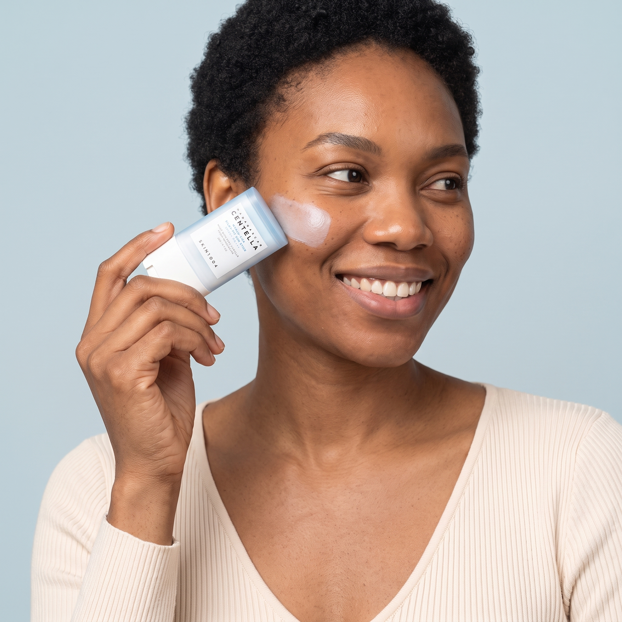 SKIN1004 hyalu cica silky fit sun stick — real texture experience