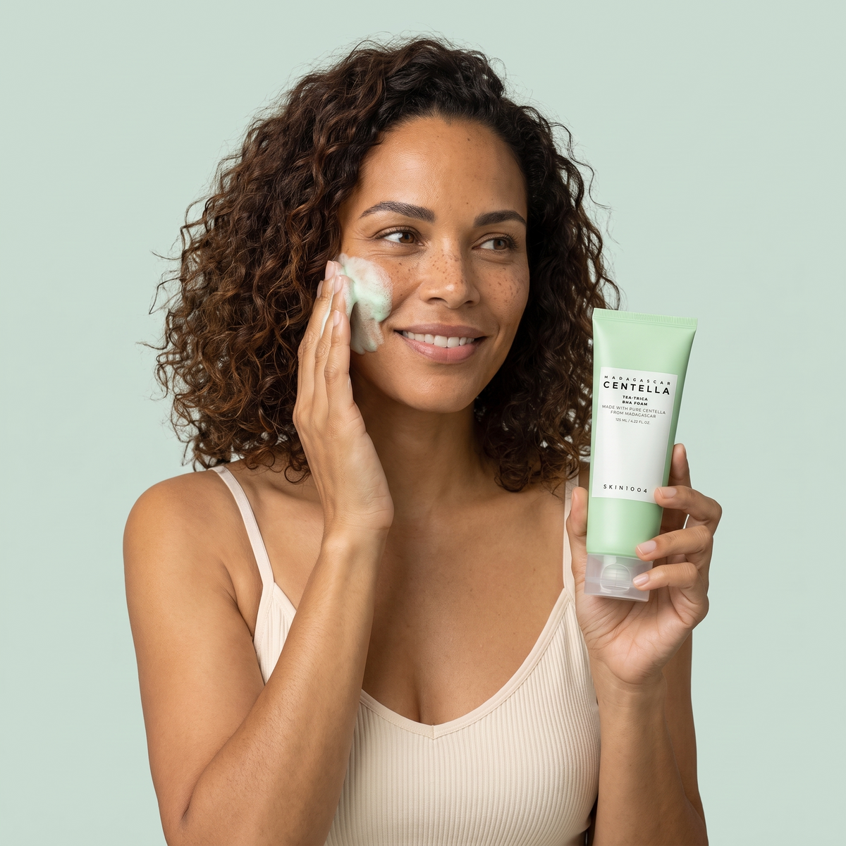SKIN1004 tea trica bha foam — real texture experience