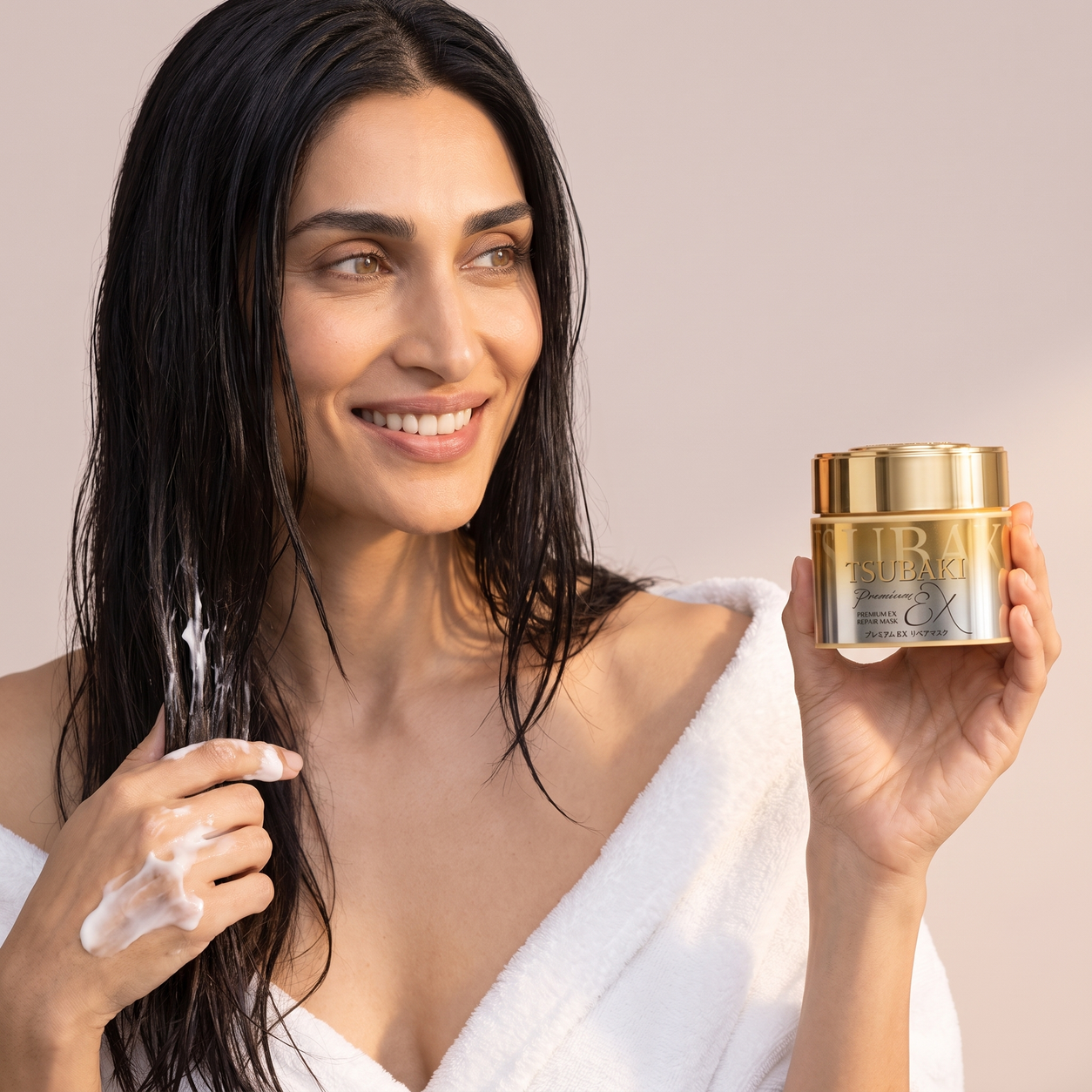 shiseido tsubaki premium ex repair hair mask — real texture experience