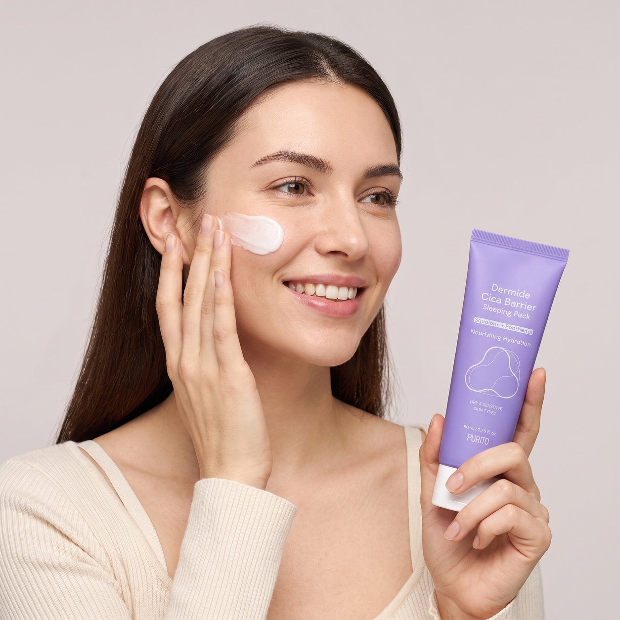 purito seoul dermide cica barrier sleeping pack — real texture experience