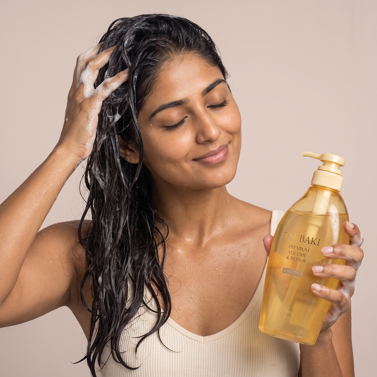 shiseido tsubaki premium volume repair shampoo — real texture experience