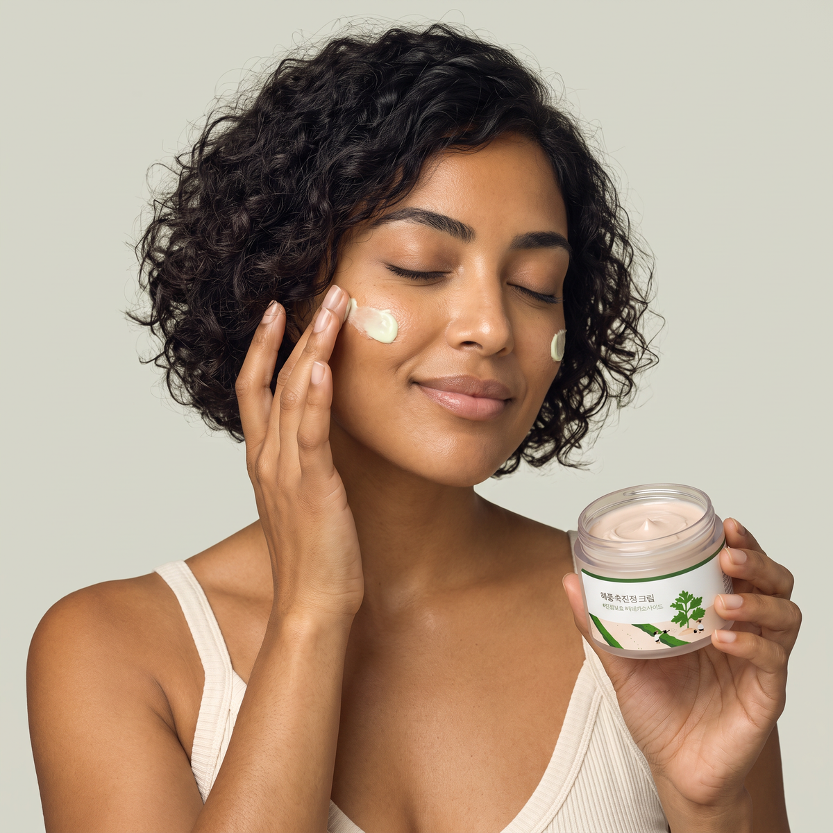 ROUND LAB mugwort calming cream — real texture experience