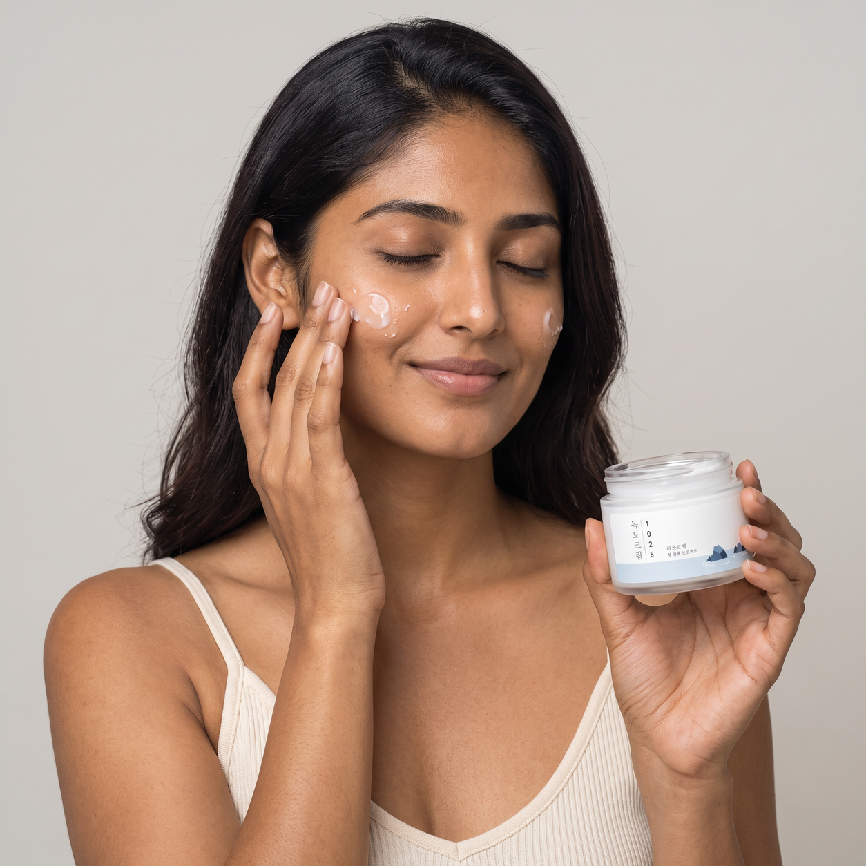 ROUND LAB 1025 dokdo cream — real texture experience